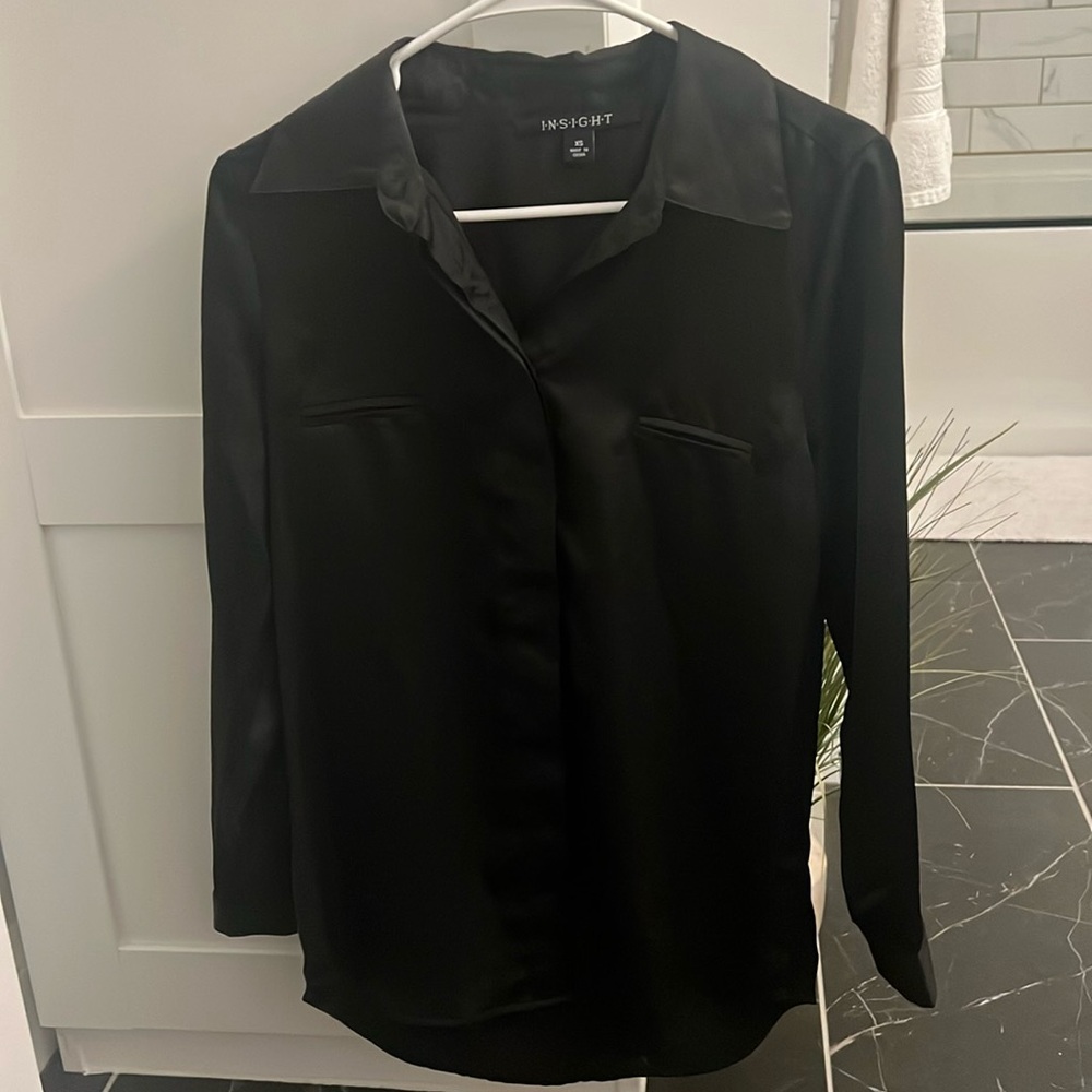 Insight black silky top button down